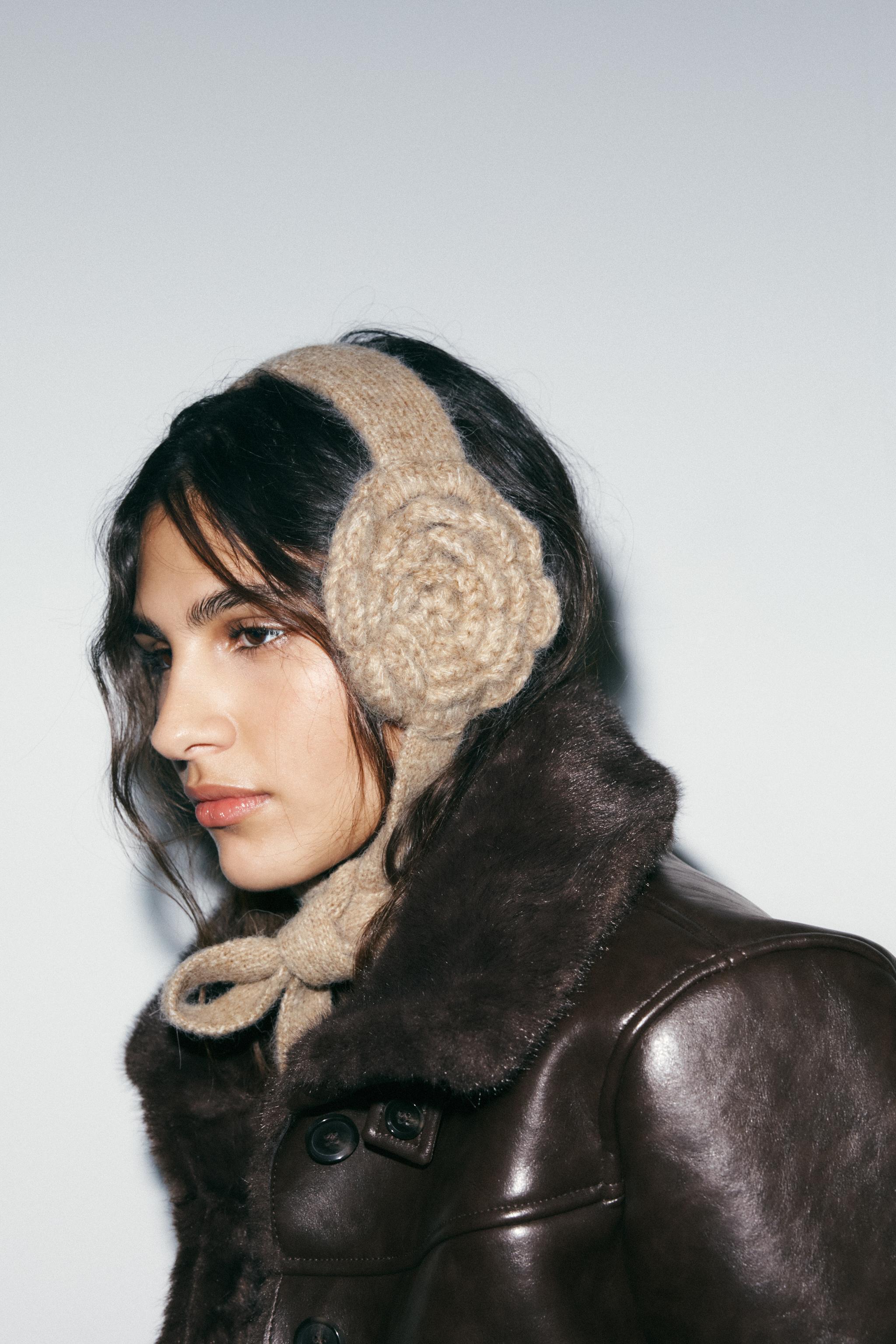 CROCHET KNIT TIE EAR MUFFS